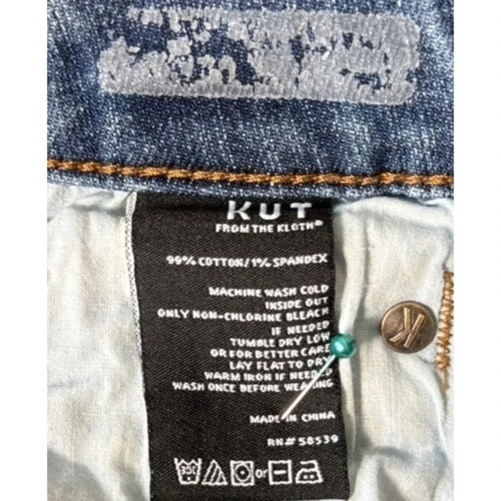 KUT From The Kloth Women Size 6 Catherine Distressed Boyfriend‎ Jeans Blue Denim